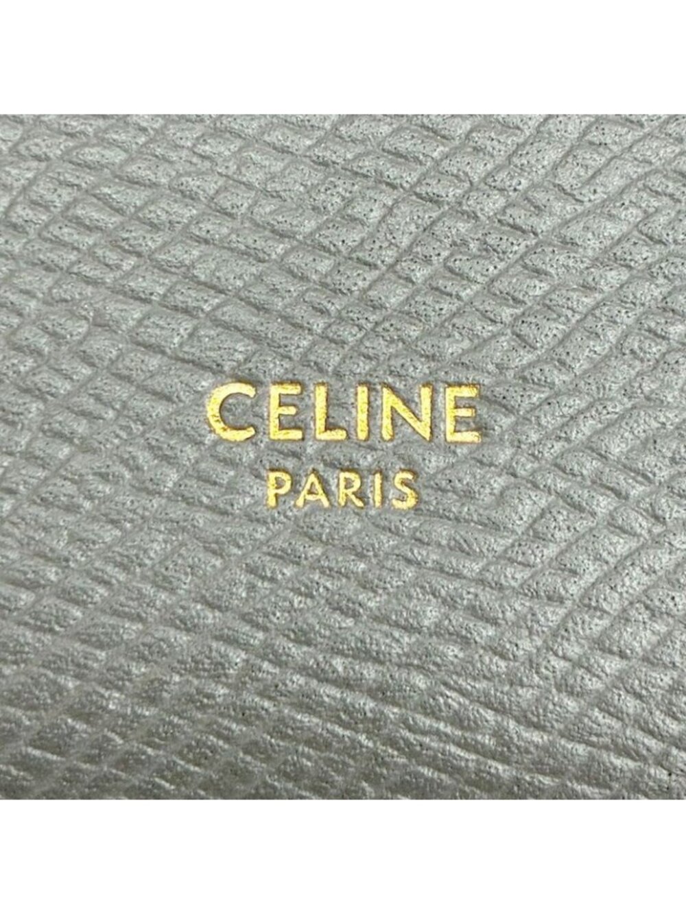 Celine Large Strap Wallet Grained Calf Skin Gray Vintage Pink Bifold - Picture 2 of 13